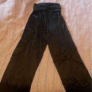 Quiet Luxury Tailored Silk Wide leg Trousers (in Black)